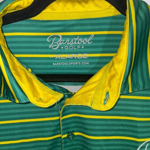 Barstool Sports Golf Striped Performance Polo Green Yellow size XL - Picture 1 of 6